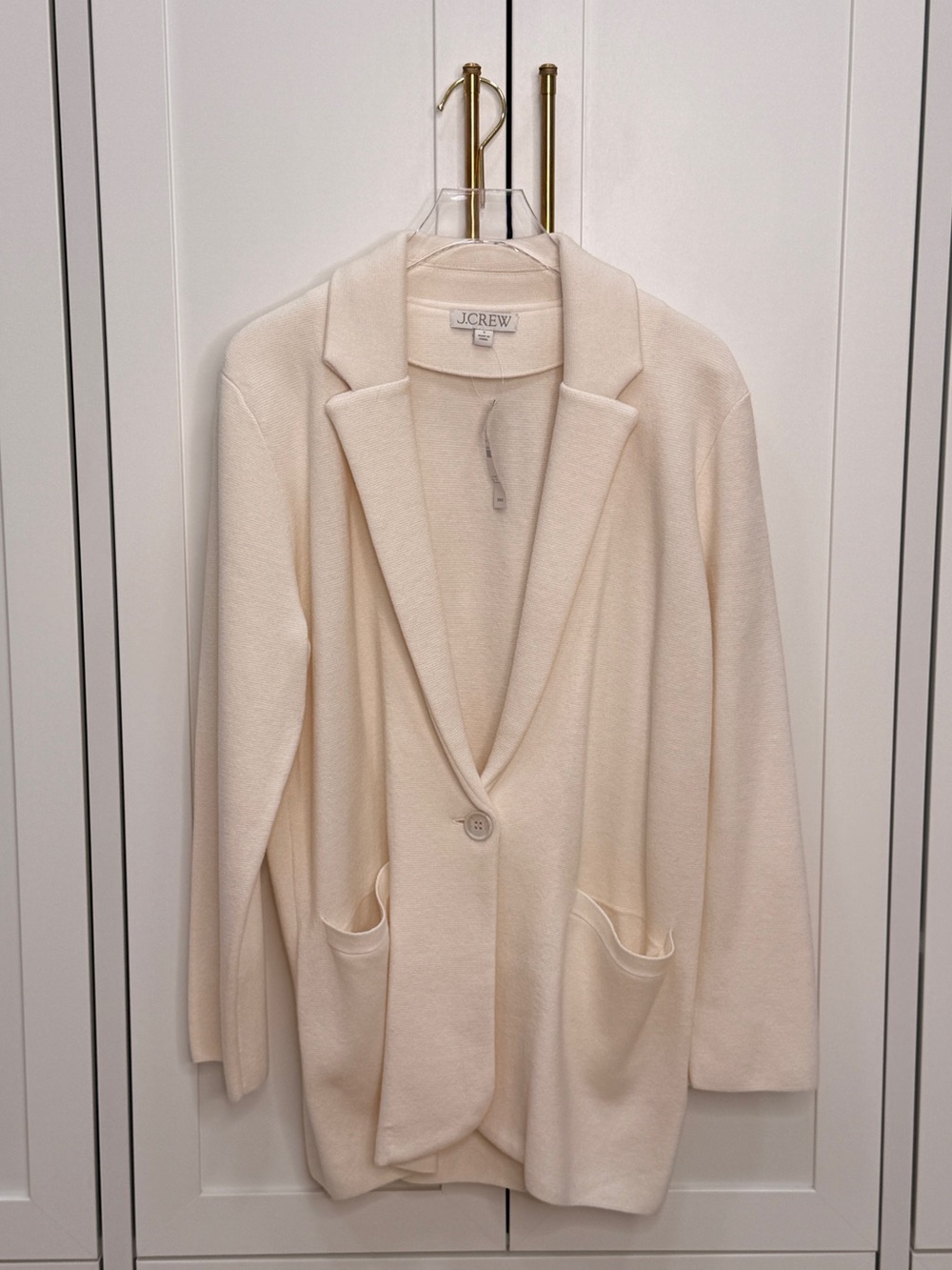 J. Crew Cecile Relaxed Sweater Blazer in Ivory
